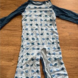 Kickee Pants Blue Whale Print Raglan One-Piece
